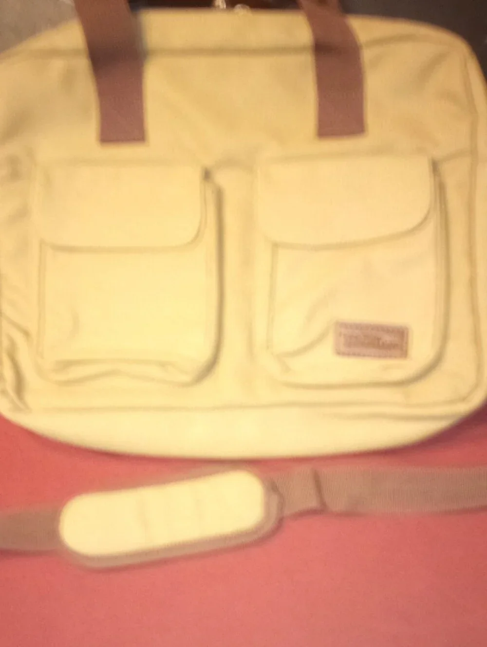 Men's Laptop Bag in Khaki with Brown Straps